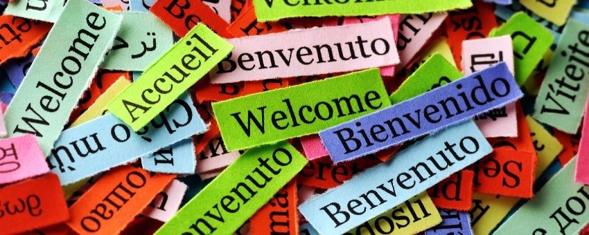Colorful Welcome in many languages